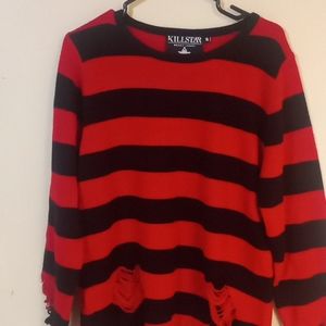 Killstar Red/black Striped Sweater
